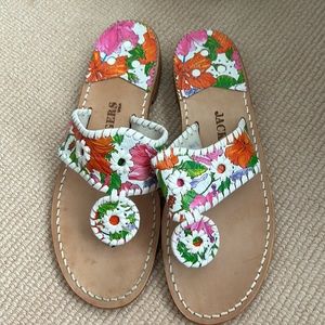 Jack Rogers Floral Navajo Sandals Leather